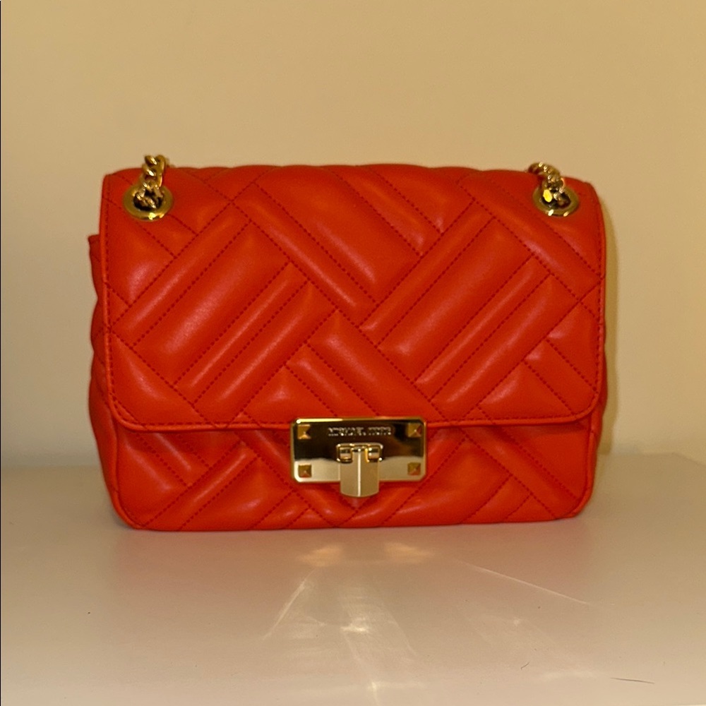 Michael Kors Quilted Orange Shoulder Bag